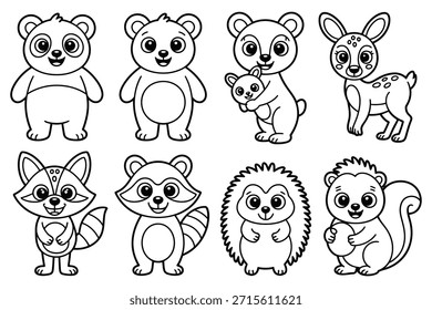 Animales de dibujos animados lindos oso panda