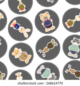 Cute cartoon animals. Seamless background with animals. Seamless pattern can be used for wallpapers, pattern fills, web page backgrounds,surface textures