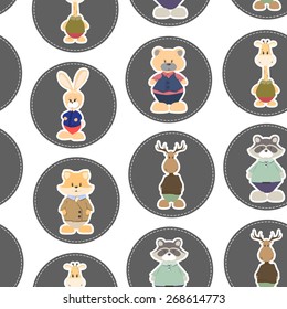 Cute cartoon animals. Seamless background with animals. Seamless pattern can be used for wallpapers, pattern fills, web page backgrounds,surface textures