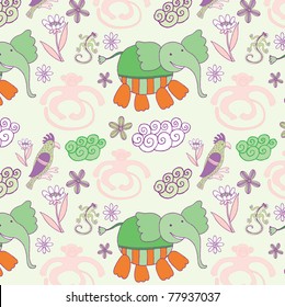 cute cartoon animals seamless patten