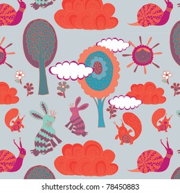cute cartoon animals seamless patten