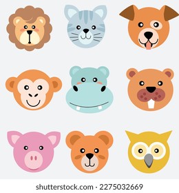 Animales de dibujos animados personalizados ponen el vector de los animales. Ilustración animal de Woodland.
