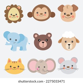 Cute cartoon animals set animals vector. Woodland animal illustration.
