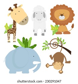 cute cartoon animals set. vector