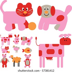 cute cartoon animals set. vector