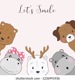 cute cartoon animals smile