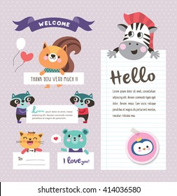 Cute cartoon animals with text space 