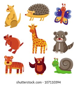 Cute cartoon animals - vector drawing set