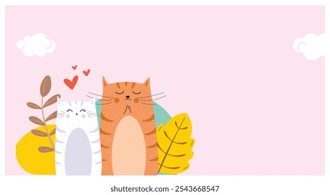 Cute cartoon anime characters background Draw vector illustration greeting card and print pattern . adorable, animals kids art.