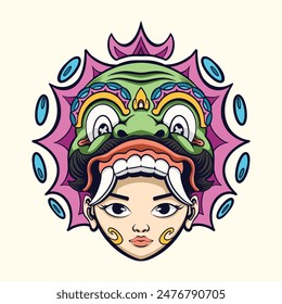 Cute cartoon anime girl barong