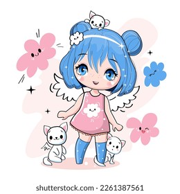 desenhos animados de garotas de anime 10964909 Vetor no Vecteezy