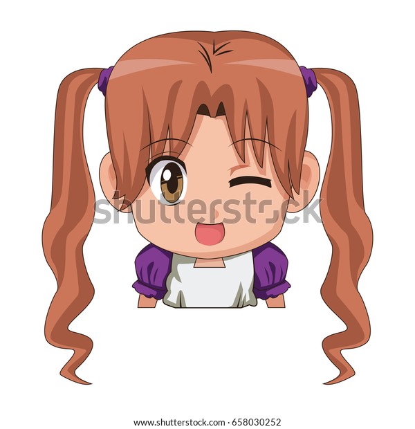 Cute Cartoon Anime Little Girl Chibi Stock Vector Royalty Free