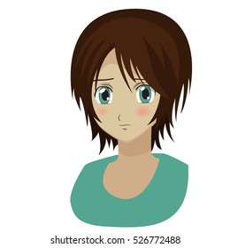 Cute cartoon anime shy girl