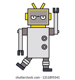 cute cartoon of a annoyed robot
