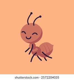 Cute cartoon ant on a peach background