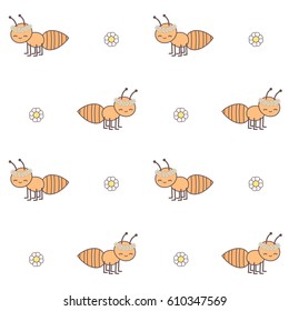 cute cartoon ant seamless vector pattern background illustration