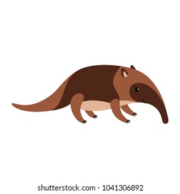 Cute cartoon anteater isolated on white background.