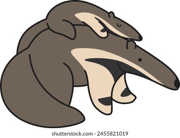 Ilustración vectorial de oso hormiguero de dibujos animados