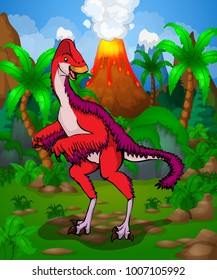 Cute cartoon Anzu Wylie. Vector illustration of a cartoon dinosaur.