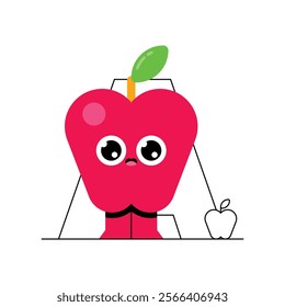 Cute Cartoon Apple Character Illustration, featuring cute expressions and playful legs for versatile use