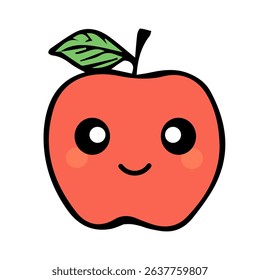 Cute cartoon apple character smiling. Simple vector illustration in flat style.