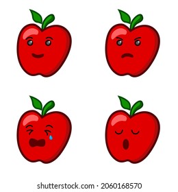 diseño lindo de manzanas de dibujos animados. diseños para plantillas de stickers.