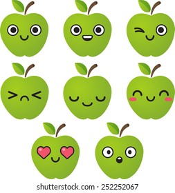 Cute Cartoon Apple Emoticons Isolated On Stock Vector (Royalty Free) 252252067 | Shutterstock