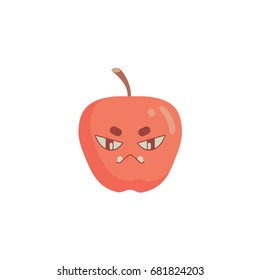 Cute cartoon apple. Fruit in flat modern style.