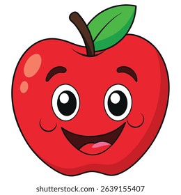 Cute cartoon apple with a happy expression, perfect for children's content.