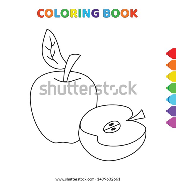 Download Cute Cartoon Apple Slice Coloring Book Stock Vector Royalty Free 1499632661