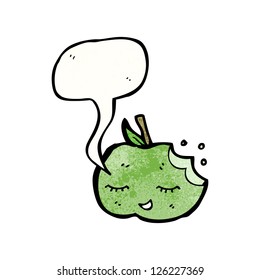 linda manzana de caricatura con burbuja de habla