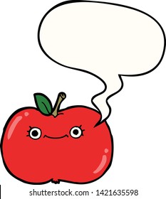 süßer Cartoon-Apfel mit Sprachblase