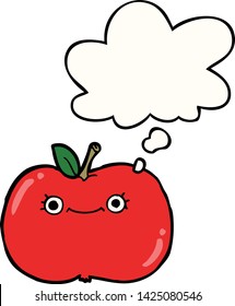 cute cartoon apple with thought bubble