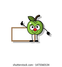 cute cartoon apple with Thumbs up and board. free space for text. Apple Smiley Face