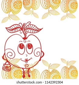 Cute cartoon apple. Vector illustration
