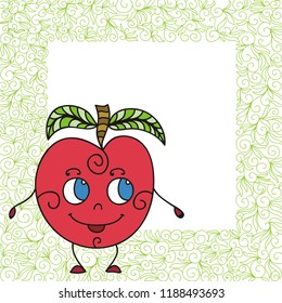 Cute cartoon apple. Vector illustration