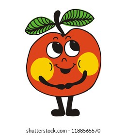 Cute cartoon apple. Vector illustration