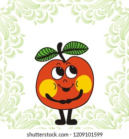 Cute cartoon apple. Vector illustration