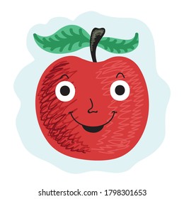 Cute cartoon apple. Vector illustration