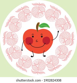 Cute cartoon apple. Vector illustration