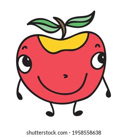 Cuta manzana de caricatura. Ilustración del vector
