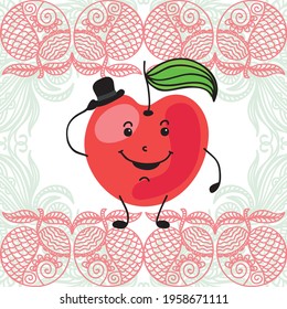 Cuta manzana de caricatura. Ilustración del vector