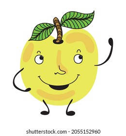 Cute cartoon apple. Vector illustration