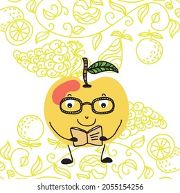 Cute cartoon apple. Vector illustration