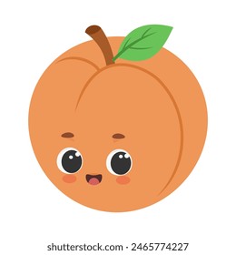 Cute cartoon apricot character vector illustration isolated on white background