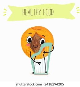 Cute  cartoon apricot, peach characters with different activities. Flat vector illustration, funny fruits. Organic food.