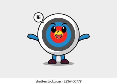 Cute cartoon Archery target character with happy expression in modern style design illustration