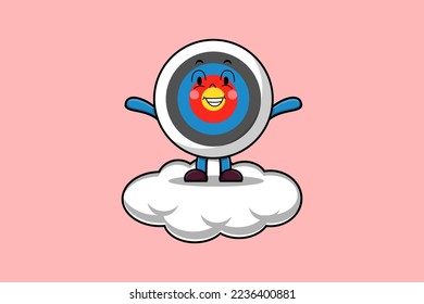 Cute cartoon Archery target character standing in cloud vector illustration