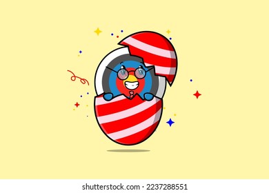 Cute cartoon Archery target character coming out from easter Archery target look happy illustration