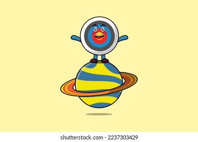 Cute cartoon Archery target character standing in planet vector icon illustration